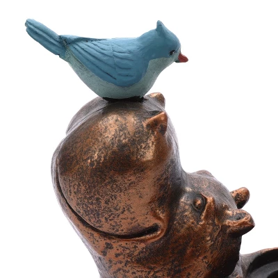 LuxenHome Brown Hippo And Blue Bird MgO Flower Pot Planter 8 LuxenHome Brown Hippo And Blue Bird MgO Flower Pot Planter - Image 6