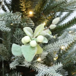 LuxenHome 7Ft Pre-Lit Green Artificial Fir Christmas Tree With Mistletoe Decorations And Metal Stand -Garden GUEST d3662c54 9652 4b9f a60d 7ba48fd7916c