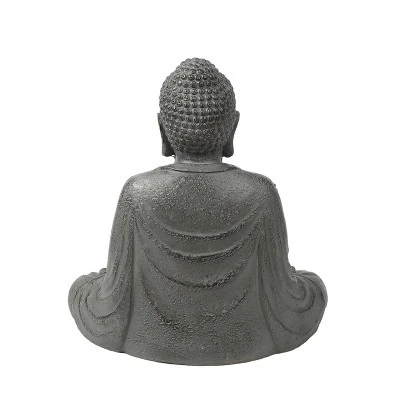 LuxenHome 17" H Gray MgO Meditating Buddha Garden Outdoor Statue 9 LuxenHome 17" H Gray MgO Meditating Buddha Garden Outdoor Statue - Image 7