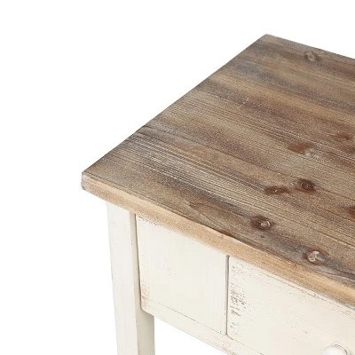LuxenHome Distressed White And Wood 2-Drawer 1-Shelf Console Table And Entry Table 15 LuxenHome Distressed White And Wood 2-Drawer 1-Shelf Console Table And Entry Table - Image 13
