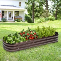 LuxenHome 5.5-Ft Oval Brown Metal Raised Garden Bed Planter 26 LuxenHome 5.5-Ft Oval Brown Metal Raised Garden Bed Planter -Garden GUEST d4195d02 02d1 41ea a39c 57fea09c40d1