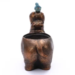 LuxenHome Brown Hippo And Blue Bird MgO Flower Pot Planter 22 LuxenHome Brown Hippo And Blue Bird MgO Flower Pot Planter -Garden GUEST d41fd4c6 4852 4904 8155 71e9a2ee83e6
