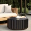 LuxenHome Black Cement 27.5" Round Coffee Table
