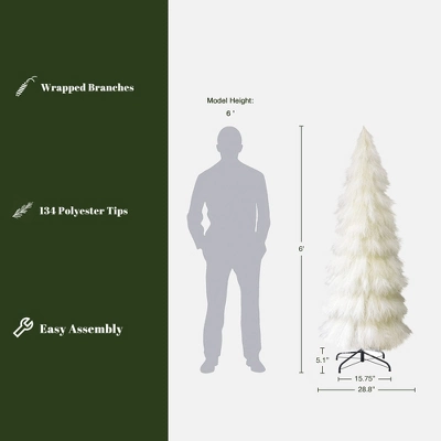 LuxenHome 6Ft Holiday Artificial Pampas Grass Tree In Natural Ivory Beige 4 LuxenHome 6Ft Holiday Artificial Pampas Grass Tree In Natural Ivory Beige - Image 2