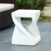 LuxenHome Speckled White MgO Square Twisted Side Table -Garden GUEST d53f8edb 4e44 4c18 a073 8211dc14a346