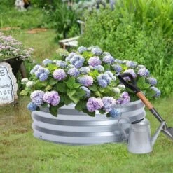 LuxenHome 3ft Round Galvanized Metal Raised Garden Bed Planter -Garden GUEST d67d21b8 7cf1 4eea b66f 390470190c8b
