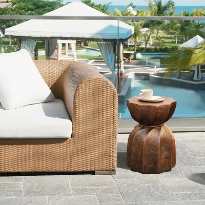 LuxenHome Weathered Copper Cement Indoor Outdoor Hourglass Side Table 5 LuxenHome Weathered Copper Cement Indoor Outdoor Hourglass Side Table - Image 3