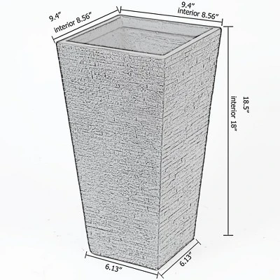 LuxenHome Gray MgO Tall Tapered Square Planter 9 LuxenHome Gray MgO Tall Tapered Square Planter - Image 7