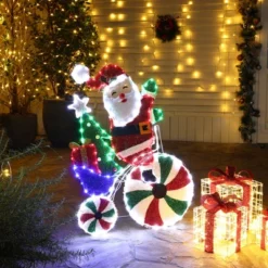 LuxenHome Santa On Peppermint Bike Lighted Holiday Decoration Multi-Color -Garden GUEST d759afb8 4cae 417c bab0 d6dd6e56c90b