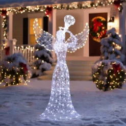 LuxenHome 5Ft Angel Playing Trumpet Outdoor Holiday Decoration With Lights White 17 LuxenHome 5Ft Angel Playing Trumpet Outdoor Holiday Decoration With Lights White -Garden GUEST d8494207 77a6 46ce 9a25 16c20483bd27