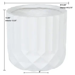 LuxenHome 14.7 In. Round Modern White MgO Planter 11 LuxenHome 14.7 In. Round Modern White MgO Planter -Garden GUEST d90ce4f4 79f3 4d11 8648 468166a5b26e