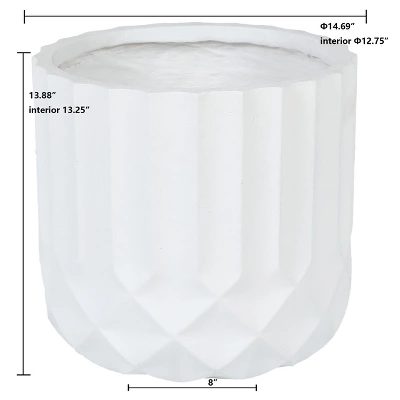 LuxenHome 14.7 In. Round Modern White MgO Planter 7 LuxenHome 14.7 In. Round Modern White MgO Planter - Image 5