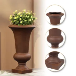 LuxenHome 22.75" H Slim MgO Urn Planter Black -Garden GUEST d90f438c 03aa 46eb 94f0 40cf98233d6d