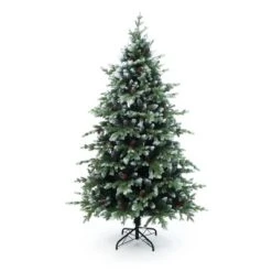 LuxenHome 6Ft Pre-Lit Green Full Artificial Christmas Tree With Red Berries And Metal Stand 16 LuxenHome 6Ft Pre-Lit Green Full Artificial Christmas Tree With Red Berries And Metal Stand -Garden GUEST dbaad34e 6210 4527 954e 748de81fb208