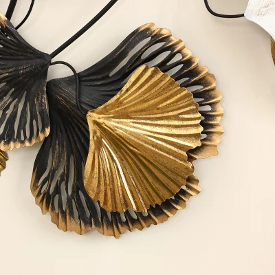 LuxenHome White, Black, And Gold Metal Ginkgo Leaves Modern Wall Decor 11 LuxenHome White, Black, And Gold Metal Ginkgo Leaves Modern Wall Decor - Image 9