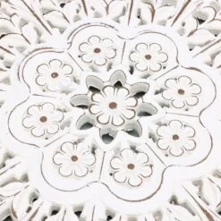 LuxenHome White Wood Flower 23.86" Round Wall Decor Home Decor Interior Design -Garden GUEST dc6bdcdc 08f7 4167 bae0 684093ffaaa4