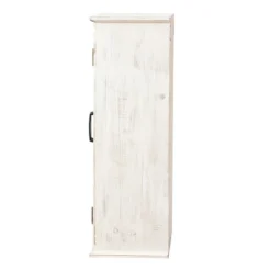 LuxenHome Farmhouse White And Natural MDF Wood Cathedral-Style 2-Door Wall Cabinet -Garden GUEST dcbe577b 05c5 4c1d a5ab d741e2bdac56
