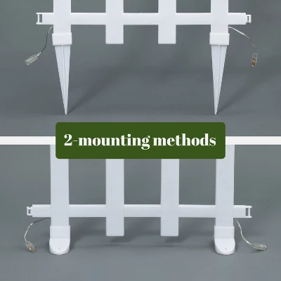 LuxenHome 8-Piece Light Show Fence Design Outdoor Holiday Decoration White 4 LuxenHome 8-Piece Light Show Fence Design Outdoor Holiday Decoration White - Image 2