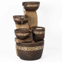 LuxenHome Brown Resin Tiered Bowls And Pot Outdoor Fountain 11 LuxenHome Brown Resin Tiered Bowls And Pot Outdoor Fountain -Garden GUEST dcdaed7a 964c 4fb7 8ace 2475efda8775