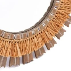 LuxenHome 24" Round Boho Style Raffia Accent Wall Mirror Wall Decor Home Decor -Garden GUEST dd60888f 5408 4135 a944 51664fdc09be