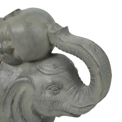 LuxenHome 14.5" Gray MgO Buddha Monk And Elephant Garden Statue 8 LuxenHome 14.5" Gray MgO Buddha Monk And Elephant Garden Statue - Image 6