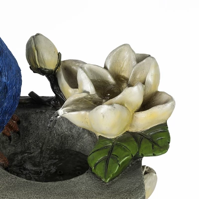 LuxenHome Resin Blue And Green Peacock Outdoor Fountain Garden Fountain With LED Light 5 LuxenHome Resin Blue And Green Peacock Outdoor Fountain Garden Fountain With LED Light - Image 3