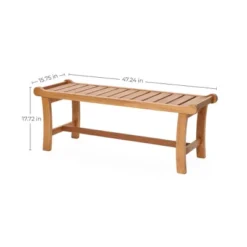 LuxenHome Natural Solid Wood 47.2-Inch Long Rectangle Outdoor Bench -Garden GUEST dea57911 d071 42ad 9081 fc9fe16cd118