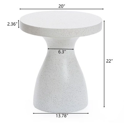 LuxenHome White And Speckled Gray MgO 20" Round Side Table 4 LuxenHome White And Speckled Gray MgO 20" Round Side Table - Image 2