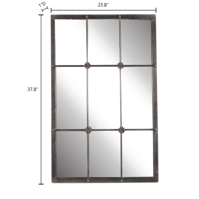 LuxenHome Rustic Brown Metal Frame Windowpane Accent Wall Mirror 5 LuxenHome Rustic Brown Metal Frame Windowpane Accent Wall Mirror - Image 3