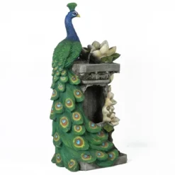 LuxenHome Resin Blue And Green Peacock Outdoor Fountain Garden Fountain With LED Light 28 LuxenHome Resin Blue And Green Peacock Outdoor Fountain Garden Fountain With LED Light -Garden GUEST df70281c b6dd 4091 bb2f cc0c6575a1a3