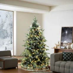 LuxenHome 6Ft Pre-Lit Green Full Artificial Christmas Tree With Red Berries And Metal Stand 15 LuxenHome 6Ft Pre-Lit Green Full Artificial Christmas Tree With Red Berries And Metal Stand -Garden GUEST dfa11af5 1b9e 4c71 b1d0 f3f33a8f5355