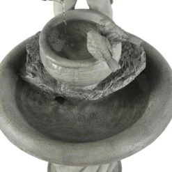 LuxenHome Gray Resin Cherub Birdbath Outdoor Fountain 15 LuxenHome Gray Resin Cherub Birdbath Outdoor Fountain -Garden GUEST dff3db5c ef08 4337 8619 b3c29477289b
