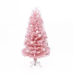 LuxenHome 6Ft Pink Cherry Blossom Christmas Tree With Fiber Optic Lights & Snowman Star Topper -Garden GUEST e1c7224e bec4 41c0 9957 0477d9de4698