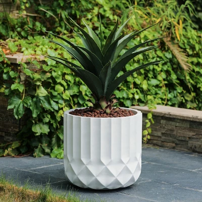 LuxenHome 14.7 In. Round Modern White MgO Planter 4 LuxenHome 14.7 In. Round Modern White MgO Planter - Image 2