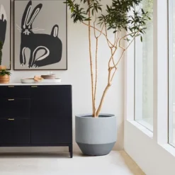 LuxenHome Minimalist Gray Outdoor Planter – Tapered Round MgO Pot With Plug 13 LuxenHome Minimalist Gray Outdoor Planter – Tapered Round MgO Pot With Plug -Garden GUEST e1f55e63 2b39 4049 be49 dcc874693062