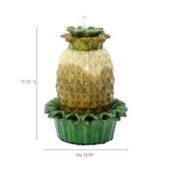 LuxenHome 17" Tabletop Ceramic Water Fountain, Pineapple Indoor And Outdoor Waterfall Fountains For Patio, Garden Decor Yellow -Garden GUEST e23e6f30 c7d5 43ba 84fc 355a3e1190b9