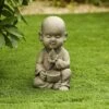 LuxenHome 12.01" Gray MgO Meditating Buddha Monk With Bowl And Beads Garden Statue -Garden GUEST e2837b71 5ff3 4be9 b7c9 a8425e002a45