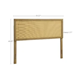 LuxenHome Natural Finish Rubberwood With Rattan Panel Headboard, Queen Brown -Garden GUEST e2ce5826 05bc 42ff aef7 2ca04101498d