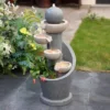 LuxenHome 29" Tall Outdoor Water Fountain With Lights, Resin Cascading Bowl Small Garden Waterfall Indoor And Outdoor Use Gray -Garden GUEST e30028d4 0dae 4006 a77a 624611df698e
