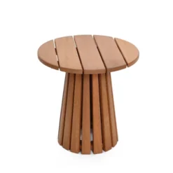 LuxenHome Outdoor Side Table, 17'' Natural Solid Wood Round Accent End Table, Modern Coffee Porch Tables For Indoor Outdoor, Plant Stand Brown -Garden GUEST e3297b3e bf56 4d5d 94f5 4e0122f03462