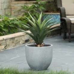 LuxenHome Round Tapered 12.2" H Flower Pot Planter Gray -Garden GUEST e34941f2 aea9 4b3d 83ea 56031091573d