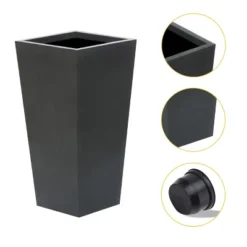LuxenHome Square Tapered 24.2" Tall Planter Black 24 LuxenHome Square Tapered 24.2" Tall Planter Black -Garden GUEST e381e089 d282 4d84 84ad c788c63e596e
