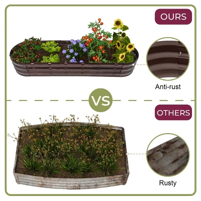LuxenHome 5.5-Ft Oval Brown Metal Raised Garden Bed Planter 4 LuxenHome 5.5-Ft Oval Brown Metal Raised Garden Bed Planter - Image 2