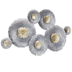LuxenHome Silver And Gold Flowers Metal Wall Decor -Garden GUEST e466070c 1d06 4c0c 81c0 2e4abb694ac9