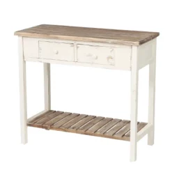 LuxenHome Distressed White And Wood 2-Drawer 1-Shelf Console Table And Entry Table 24 LuxenHome Distressed White And Wood 2-Drawer 1-Shelf Console Table And Entry Table -Garden GUEST e53c87e5 b671 44cc 8f48 088857710dd3