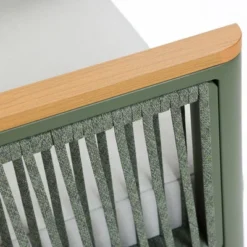 LuxenHome Outdoor Aluminum With Wood-Style Plastic Armchairs With Cushions, Set Of 2 -Garden GUEST e5b93440 7250 482b 9519 7b4afc171f03