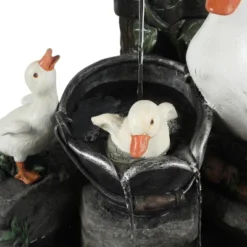 LuxenHome Resin Farmhouse Duck Family Outdoor Patio Fountain Water Fountain -Garden GUEST e8262ac2 2f45 4e4f 88db 7c032c1d0827