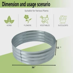 LuxenHome 3ft Round Galvanized Metal Raised Garden Bed Planter -Garden GUEST e842bf0a ed38 43a3 8b97 b6b2f347e2b4