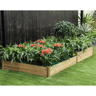 LuxenHome All Wood Two Sections Outdoor Raised Garden Bed Brown 4 LuxenHome All Wood Two Sections Outdoor Raised Garden Bed Brown - Image 2