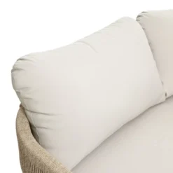 LuxenHome Outdoor Acacia Wood With Rope Sides Club Loveseat With Cushions And Coffee Table -Garden GUEST e87ef750 25e0 4a48 88c3 9808531459a0